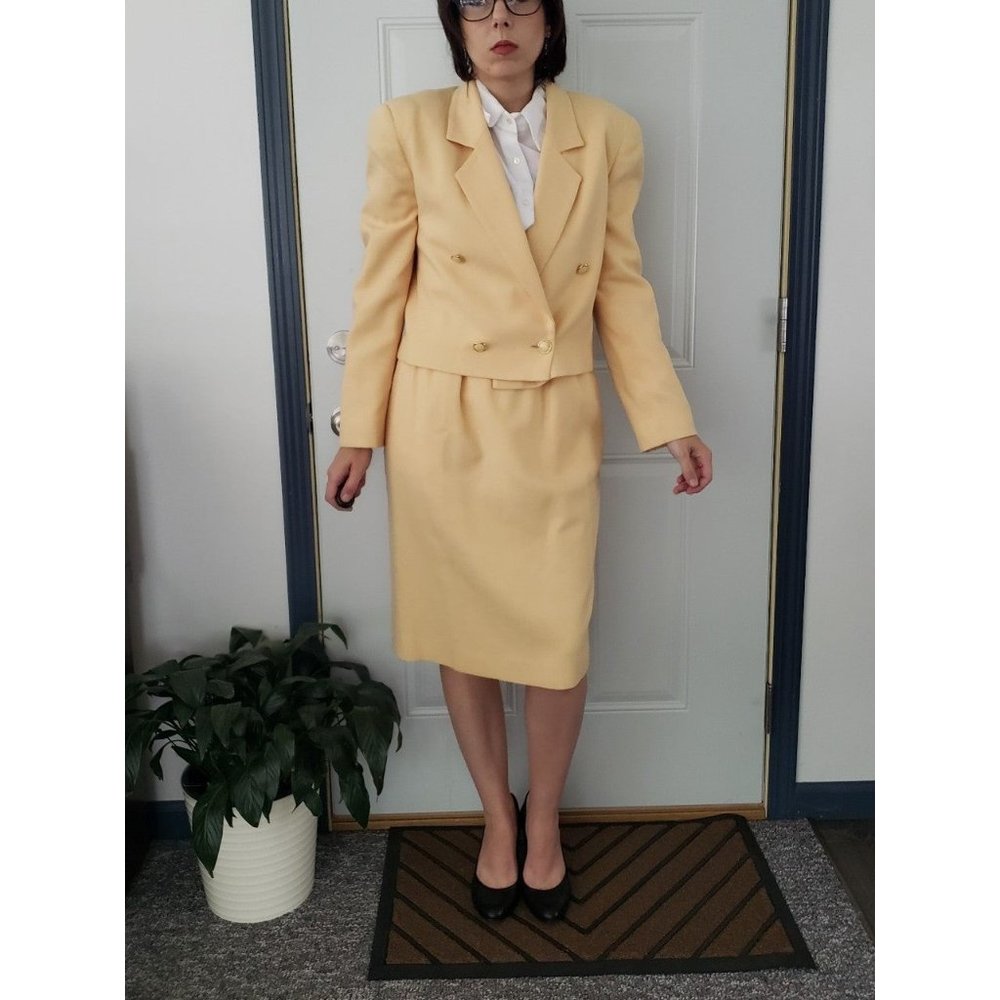 Yellow Wool Skirt Suit